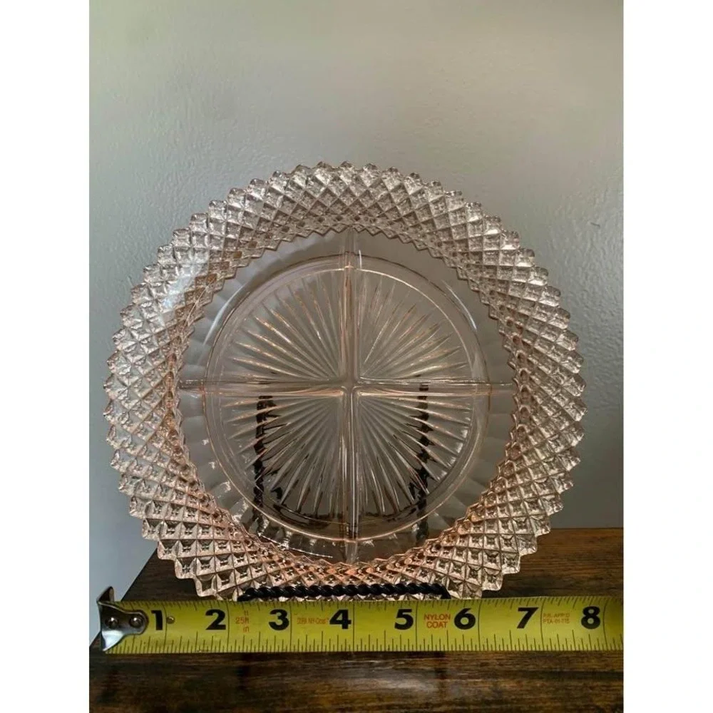Anchor‎ Hocking pink depression glass 4-section divided relish dish